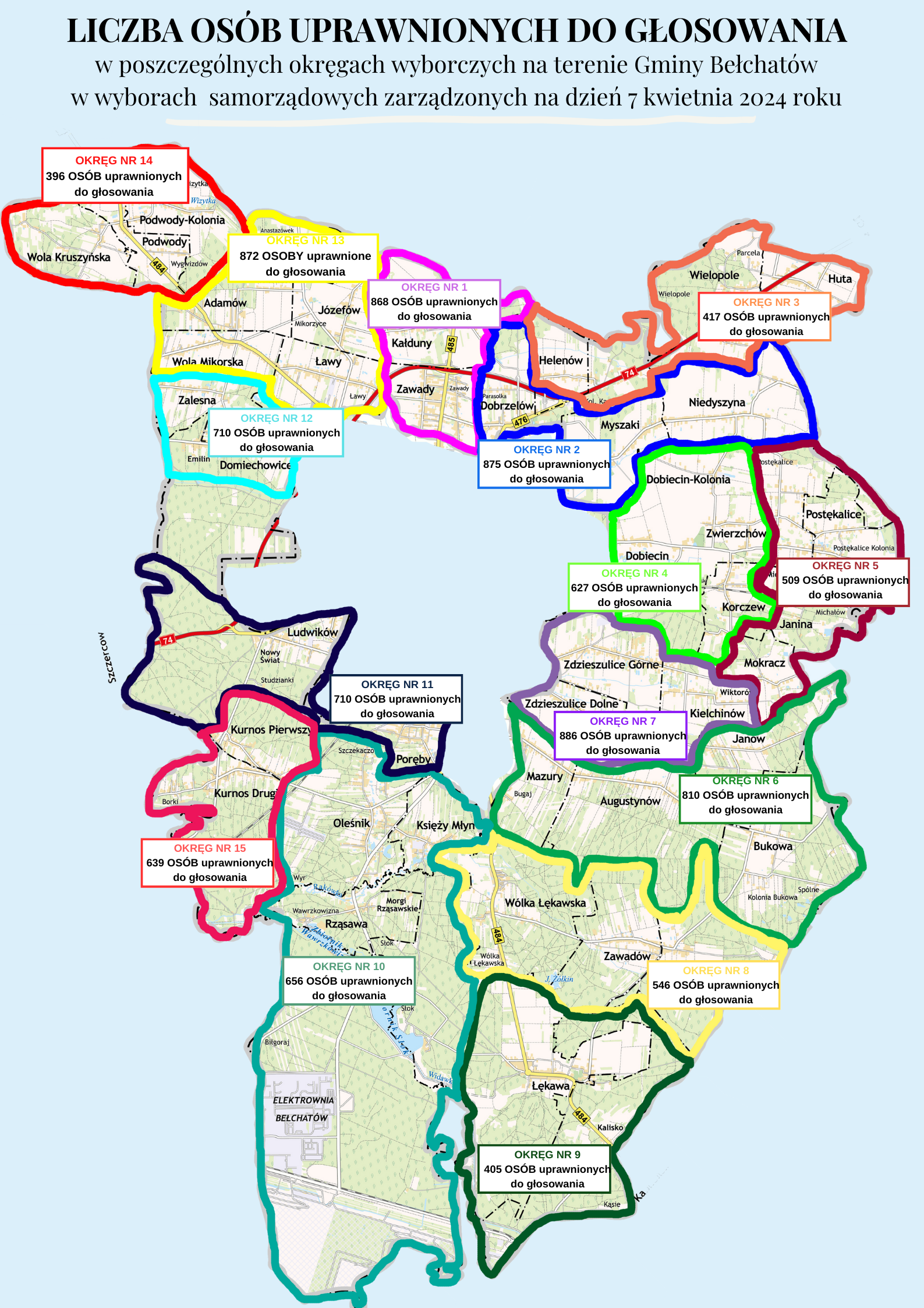 Ilustracja do informacji: Wybory samorządowe już w niedzielę, 7 kwietnia 2024 roku. Gdzie będą głosować mieszkańcy Gminy Bełchatów?